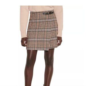 Sandro Paris Dalya Checked Mini Skirt with Belt Buckle (US size 10)